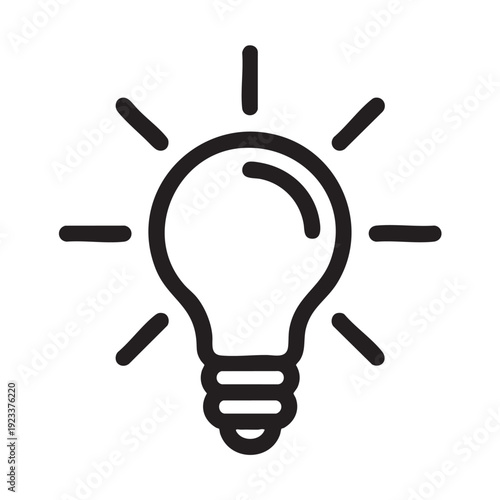 Illustration of a glowing lightbulb symbolizing idea generation and creativity viewed from the front