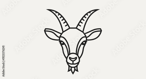 Simple Line Drawing of Goat Head.