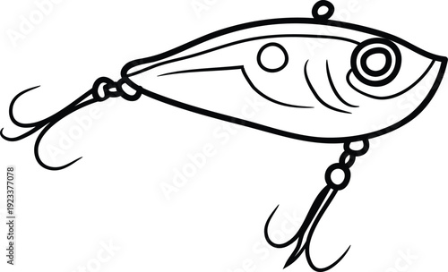 Colorful Fishing Lure Vector Illustration – Detailed Artificial Fish Bait with Hooks, Angling Tackle Icon, Sport Fishing Equipment, Isolated Flat Design for Outdoor Recreation and Fisherman Gear