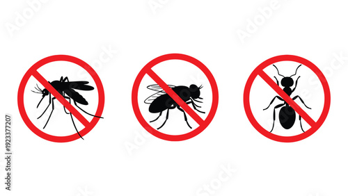 Prohibited pests icons set isolated on white background, Vector