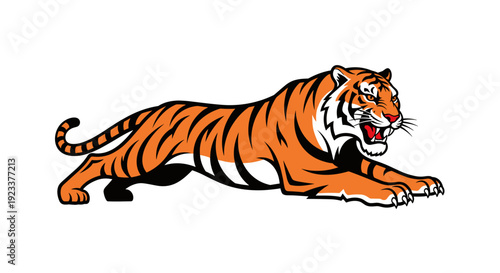 Tiger Cartoon Illustration with Open Mouth.