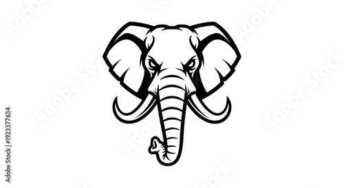 Angry Elephant Head Mascot Logo, Fierce Animal Illustration