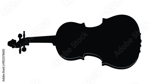 A black silhouette of a cello on a white background isolated on white background, Vector