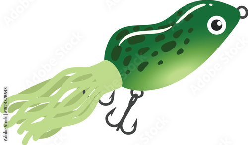 Colorful Fishing Lure Vector Illustration – Detailed Artificial Fish Bait with Hooks, Angling Tackle Icon, Sport Fishing Equipment, Isolated Flat Design for Outdoor Recreation and Fisherman Gear