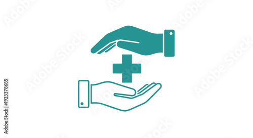 Medical Care and Health Protection Concept with Hands and Cross Icon