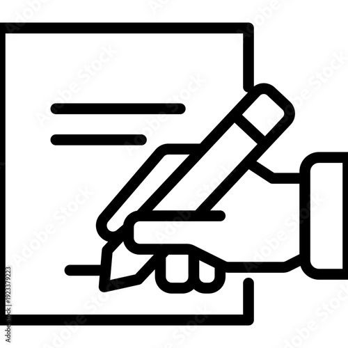 Document icon. icon action of writing, signing a document, or filling out a form. 
