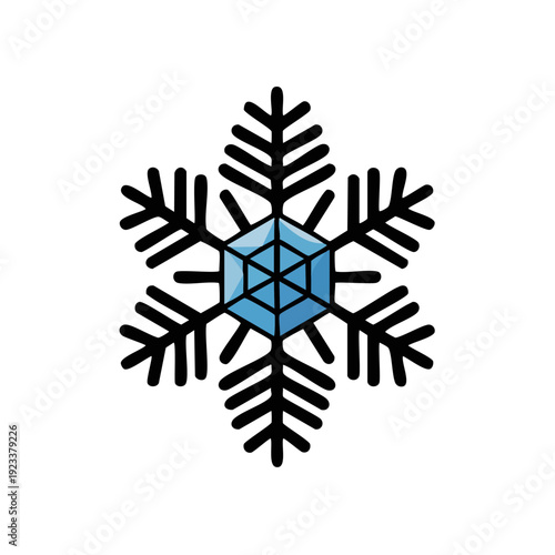 Blue Snowflake Icon Design.