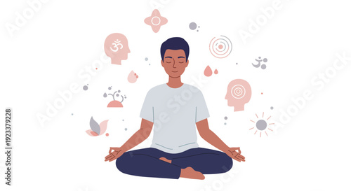Man Meditating in Lotus Pose for Spiritual Well Being and Inner Peace