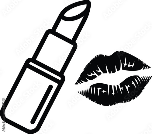 Makeup Powder Compact with Cosmetic Brush – Black and White Line Art Beauty Icon, Face Powder Case Illustration, Makeup Tool Vector for Cosmetics, Beauty Salon, Fashion and Skincare Design