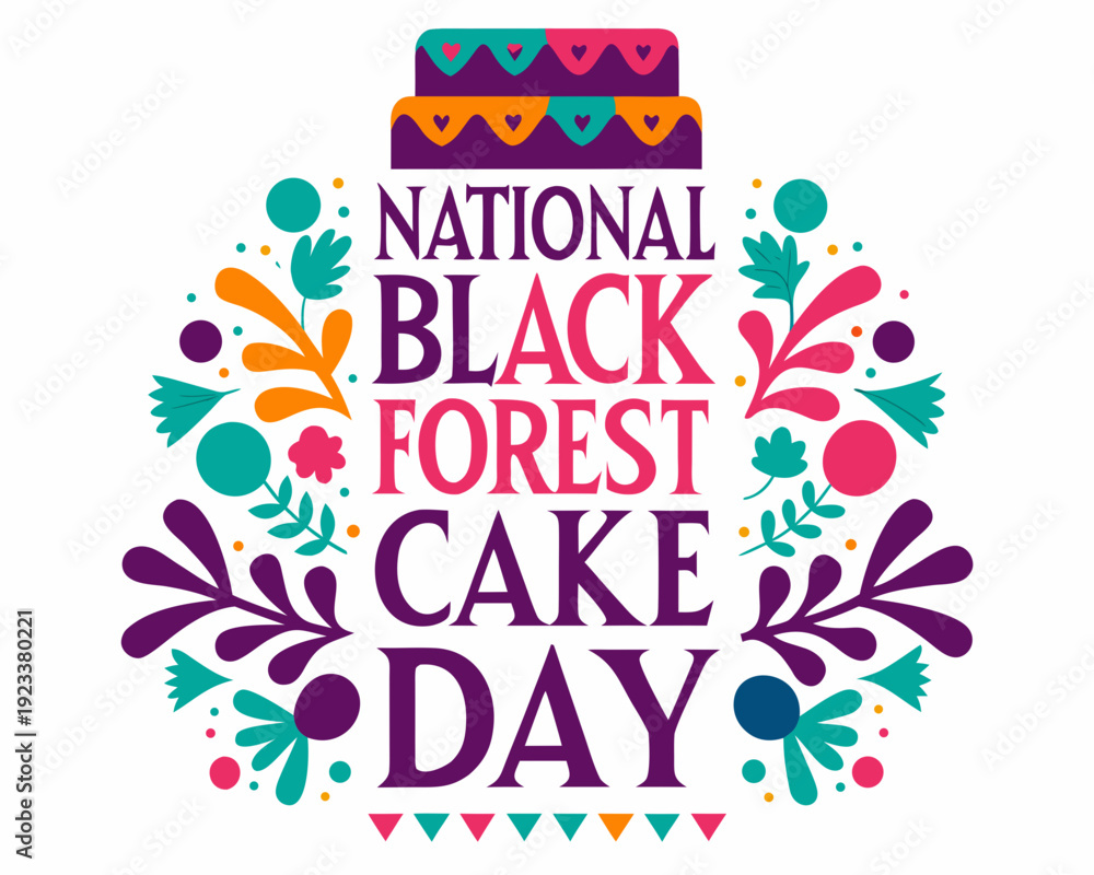 Obraz premium NATIONAL BLACK FOREST CAKE DAY vector illustration isolated on white background