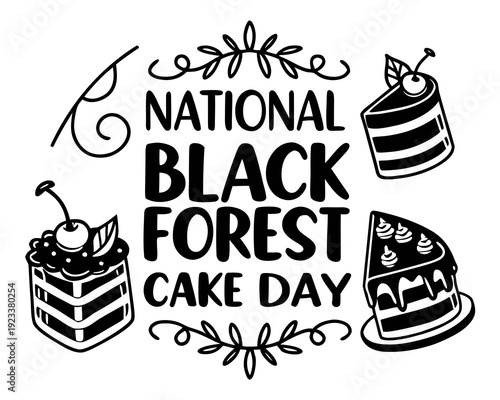 Black Forest Cake Food Vector Illustration, National Cake Holiday Design
