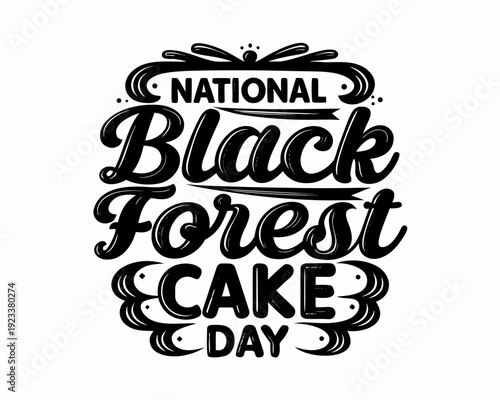 National Black Forest Cake Day Vector, Chocolate Cherry Cake and Baking Concept