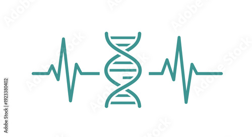 DNA Helix with Heartbeat Pulse Line Medical Concept Illustration