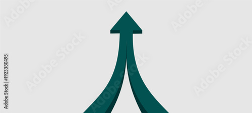 Separate paths that merge into a single upward arrow representing. Converging into Upward Arrow – Unified Business Growth Concept.