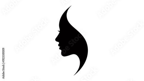 Silhouette of a Woman in Side Profile with Elegant Hair.