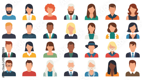 Diverse group of illustrated people portraits arranged in a colorful collage featuring multiple characters and styles.