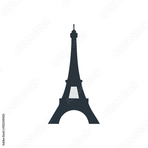 Eiffel Tower Silhouette Icon.