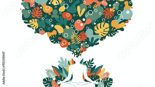 Hands forming a leafy heart sculpture with birds and flowers symbolizing environmental harmony and nature.