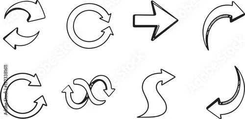 Hand Drawn Doodle Arrow Set Sketch Vector Collection