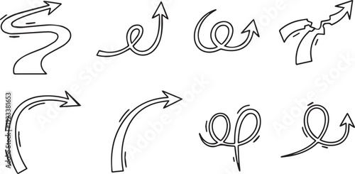 Hand-Drawn Doodle Arrow Set Vector Illustration