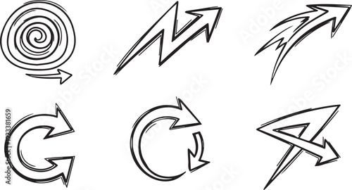 Hand-Drawn Sketchy Arrow and Directional Symbol Set