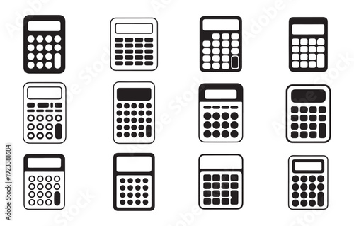 Professional calculator silhouette collection for academic and commercial financial operations