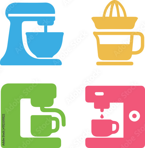 Kitchen Appliance Silhouette Icon Set Collection