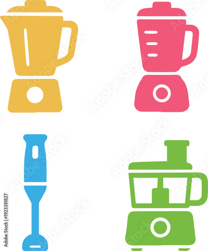 Kitchen Appliance Silhouette Icon Set Collection