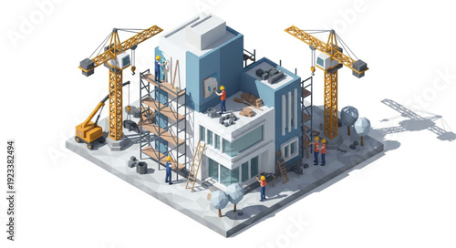 3D Rendering of Building Construction Site.
