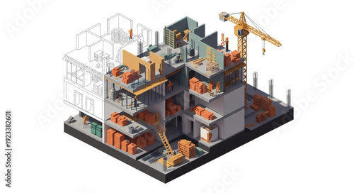 3D Model of Building Under Construction.