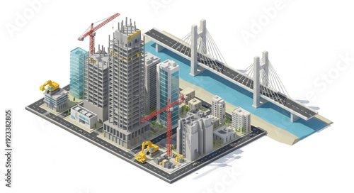 3D Model of Cityscape Under Construction.