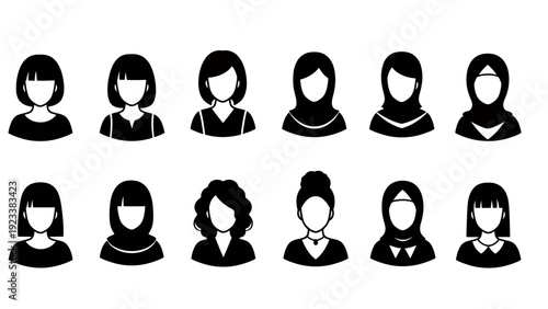 Collection of black silhouette portraits depicting multiple nuns in traditional habits facing forward.