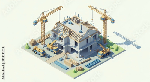 3D Model of House Under Construction.