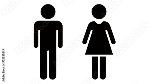 Silhouettes of a Man and a Woman Standing Side by Side as People Icons.