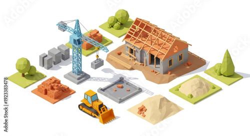 3D Model of House Under Construction.