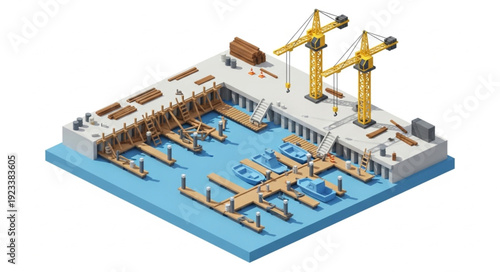 3D Model of Industrial Harbor Scene.