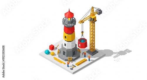 3D Model of Lighthouse with Crane.