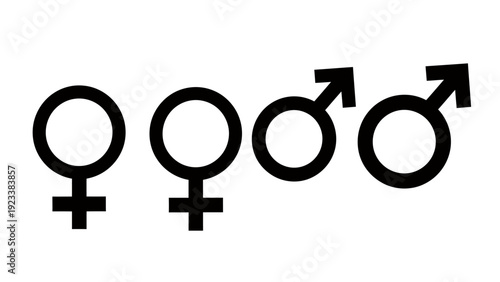 Sequence of gender symbols illustrating female and male representations and unity across society.