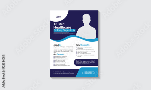 Modern Medical Flyer Template Design, Healthcare Flyer Vector, medical poster 
