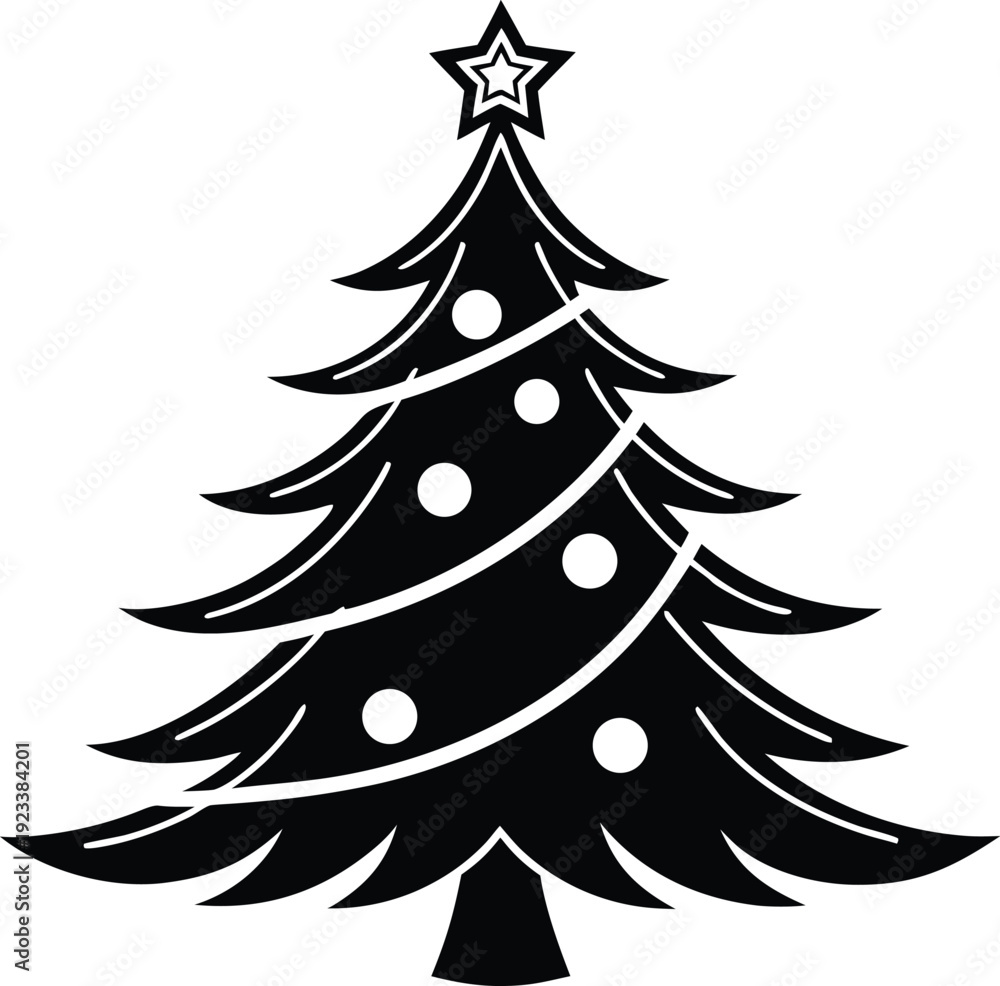 Obraz premium Christmas Tree Illustration Design. Festive Christmas Tree Artwork. Holiday Christmas Tree Layout. Winter Christmas Tree Illustration. Decorated Christmas Tree Design. Minimal Christmas Tree Artwork