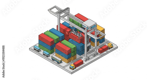 3D Rendering of Container Terminal Yard.