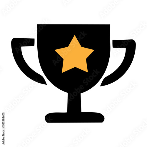 Black Trophy Icon with Yellow Star
黄色の星付き黒トロフィーアイコン