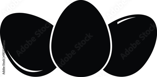 Three smooth black stones on white background