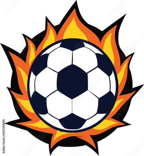 Soccer ball surrounded by flames fire black vector illustration EPS PNG file