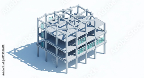 3D Rendering of Metal Building Frame.