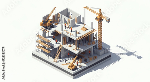 3D Rendering of Building Under Construction.