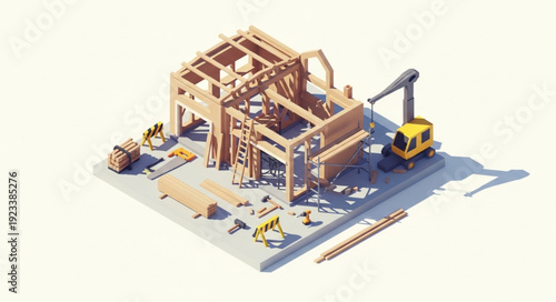 3D Rendering of Construction Site.