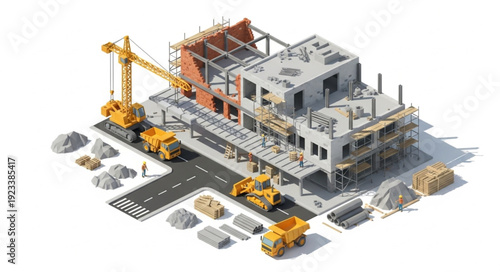 3D Rendering of Construction Site.