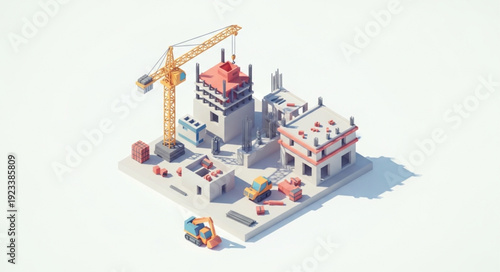 3D Rendering of Construction Site Model.