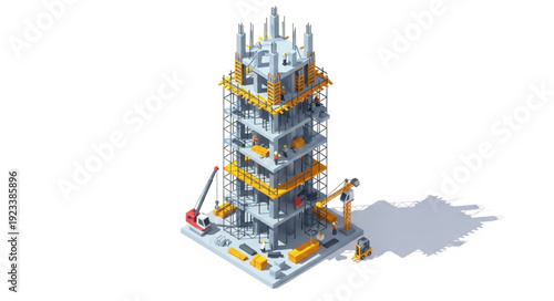 3D Rendering of Construction Site Tower.